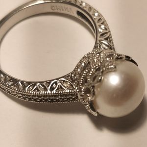 Silver 925 ring pearl Leslie Greene SALE
